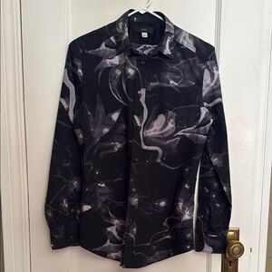 Diesel Black and White Casual Button Down Shirt with Abstract Patterns